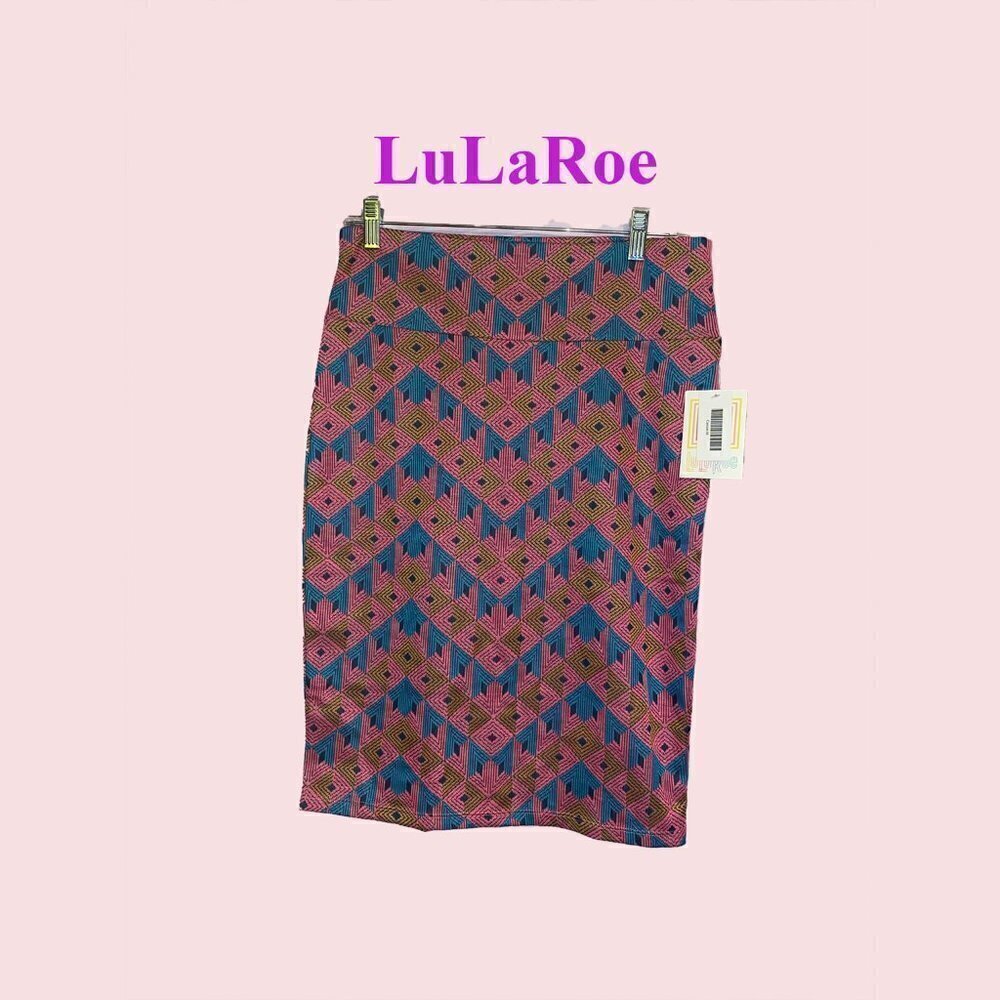 NWT LuLaroe Pink/Blue Pyramid Slip on Skirt